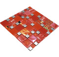 Glasmosaik XCM MC579 29,8x29,8 cm Silber/Rot