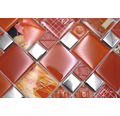Glasmosaik XCM MC579 29,8x29,8 cm Silber/Rot