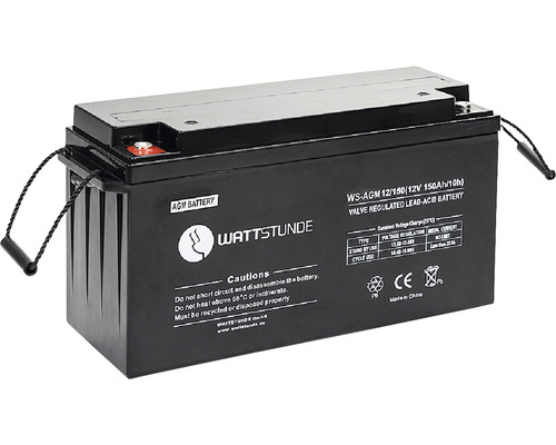 WATTSTUNDE Akku AGM12-150 12V VRLA AGM Batterie 150Ah C10 Solarbatterie-0