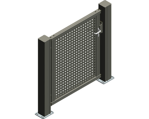Einzeltor Mosaik rechts öffnend 1200x2000 mm Füllung Lochblech inkl. zwei Pfosten anthrazit