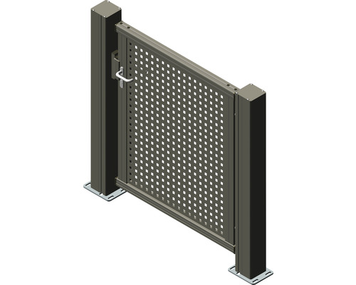 Einzeltor Mosaik 1200x1600 mm links öffnend, Füllung Lochblech inkl. zwei Pfosten anthrazit
