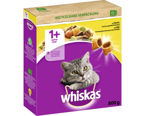 Katzenfutter trocken whiskas 1+ mit Huhn 800 g