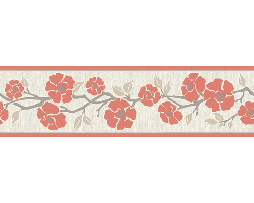 Bordüre selbstklebend 3843-24 Only Border Blumenranke rot weiß 5 m x 17 cm-0