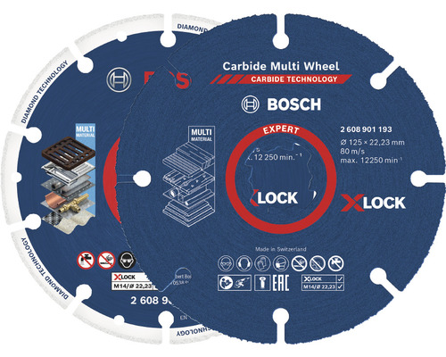 Diamanttrenscheiben Set Bosch Metal Wheel & Carbide MultiWheel Ø 125x22,23 mm, X-LOCK Aufnahme