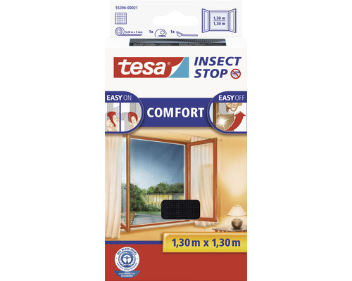 Fliegengitter für Fenster tesa Insect Stop Comfort ohne Bohren anthrazit 130x130 cm