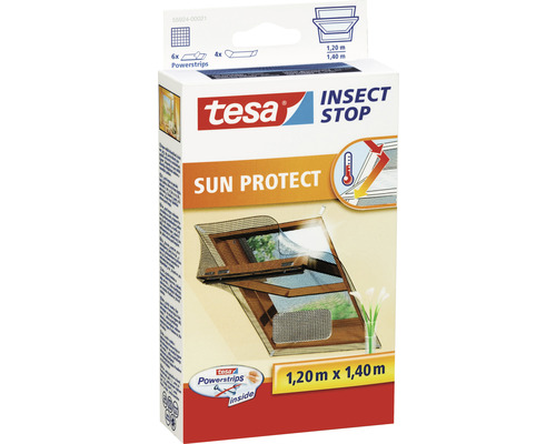 Fliegengitter für Dachfenster Sun Protect tesa Insect Stop Comfort ohne Bohren anthrazit 120x140 cm