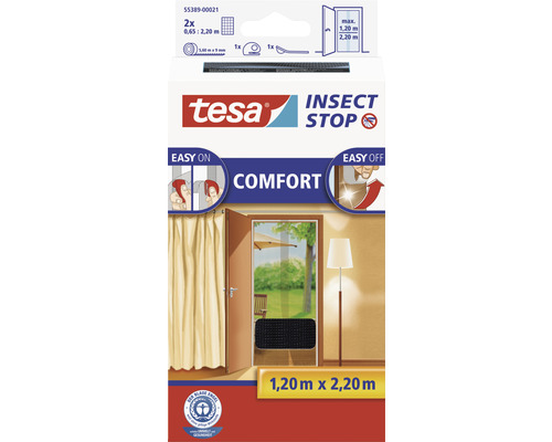 Fliegengitter für Türen tesa Insect Stop Comfort ohne Bohren anthrazit 60x220 cm 2er-Pack