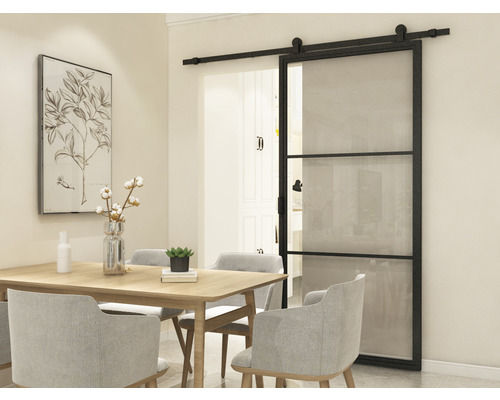 Tür Stahl 100x235 cm Klarglas 3 Fächer System Modern Oben-0