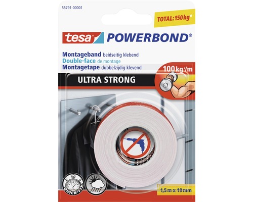 tesa Powerbond Montageband Ultra Strong 1,5m x 19mm