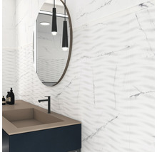 Feinsteinzeug Dekorfliese Verona blanco 45 x 90 cm gewellt-thumb-1