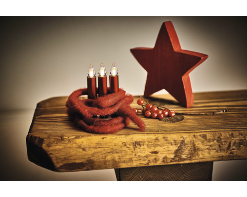 12er-Set kabellose Weihnachtsbaumkerze Krinner Lumix Super Light Flame Mini rot Lichtfarbe warmweiß