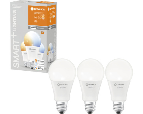 Ledvance Smart WIFI LED-Lampen dimmbar A100 E27/14W (100W) matt 1521 lm 2700- 6500 K warmweiß- tageslichtweiß 3 Stück