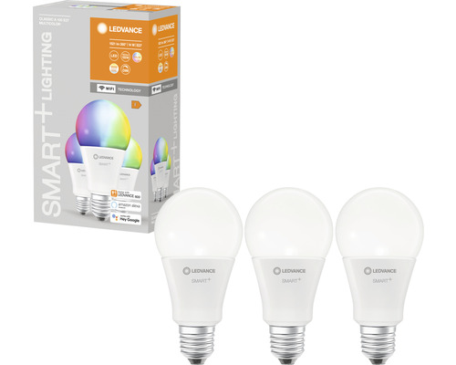 Ledvance Smart WIFI LED-Lampen dimmbar A100 E27/14W (100W ) matt 1521 lm 2700- 6500 K RGBW 3 Stück