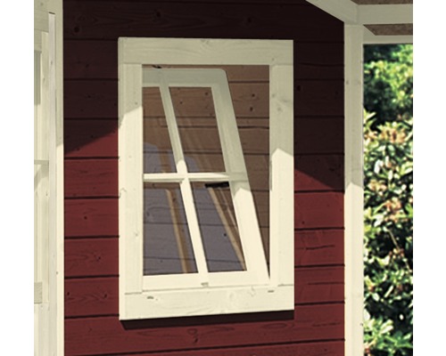 Einzelfenster für Gartenhaus 28 mm Karibu (Dreh/Kipp) 69x79 cm elfenbeinweiß
