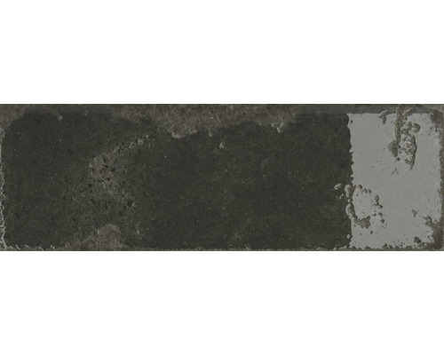 Steingut Metrofliese Alma 10 x 30 cm schwarz glänzend