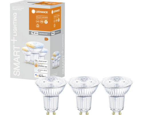 Ledvance Smart WIFI LED Reflektorlampen dimmbar PAR16/PAR51 GU10/5W (40W) matt 350 lm 2700- 6500 K warmweiß- tageslichtweiß 3 Stück