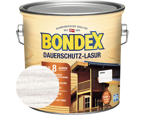 BONDEX Dauerschutz-Lasur weiß 2,5 l