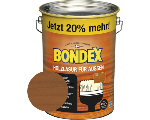BONDEX Holzlasur teak 4,8 l (20 % Gratis!)