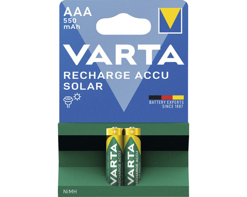 Varta Solar Akku Batterie 550 mAh AAA Micro 2 Stück