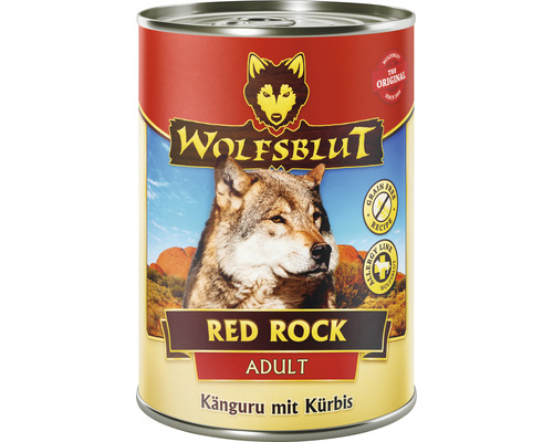 Hundefutter nass WOLFSBLUT Red Rock Adult , Känguru mit Kürbis mit wertvollen Superfoods, getreidefrei, Glutenfrei 395 g