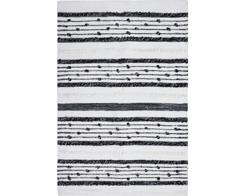 Fleckerlteppich Tupfen weiß/schwarz 60x90 cm