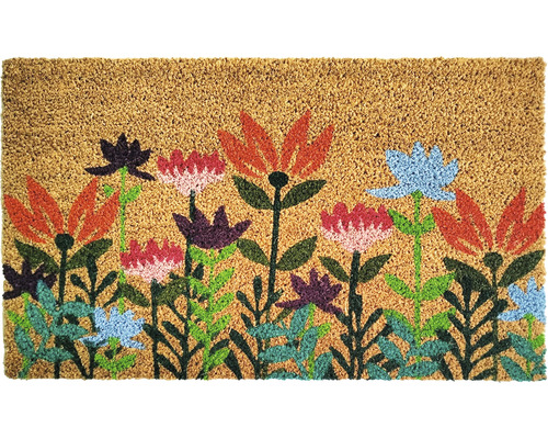 Kokosmatte Flowers multi color 40x60 cm