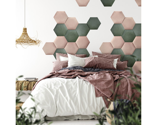 Wandkissen Riviera Hexagon altrosa Samt-Optik 29 x 34 cm