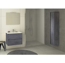 Badmöbel-Set Sanox Porto BxHxT 71 x 170 x 51 cm Frontfarbe beton anthrazit mit Waschtisch Keramik weiß und Waschtischunterschrank Waschtisch Spiegel mit LED-Beleuchtung-thumb-4
