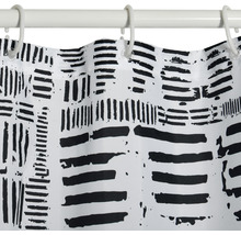 Duschvorhang spirella Connection Textil 180 x 200 cm weiß schwarz-thumb-2