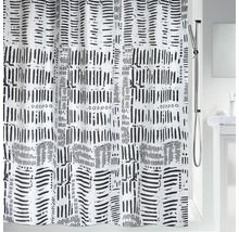 Duschvorhang spirella Connection Textil 180 x 200 cm weiß schwarz-thumb-3
