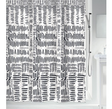 Duschvorhang spirella Connection Textil 180 x 200 cm weiß schwarz-thumb-5