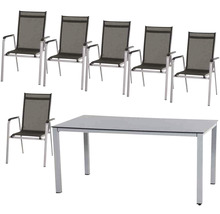 Gartenmöbelset Siena Garden 6 -Sitzer bestehend aus: 6 Stühle,Tisch Metall silber-thumb-1