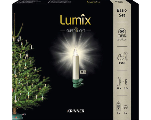 12er-Set kabellose Weihnachtsbaumkerze Krinner Lumix Superlight Mini cashmere Lichtfarbe warmweiß-0