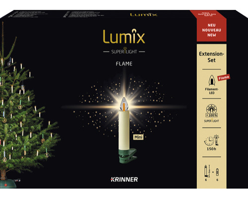 6er-Set kabellose LED Weihnachtsbaumkerzen Erweiterungs-Set Krinner Lumix Superlight Flame Lichtfarbe warmweiß