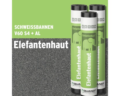 Quandt Bitumen Schweissbahn Elefantenhaut V60 S4 mit Glasvlieseinlage und Alubahn 5 x 1 m Rolle = 5 m²