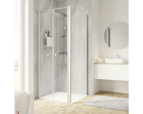 Duschtür mit Seitenwand SCHULTE Garant 2.0 90 x 90 cm Profilfarbe aluminium Klarglas-0