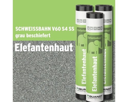 Quandt Bitumen Schweissbahn Elefantenhaut V60 S4 grau beschiefert 5 x 1 m Rolle = 5 m²