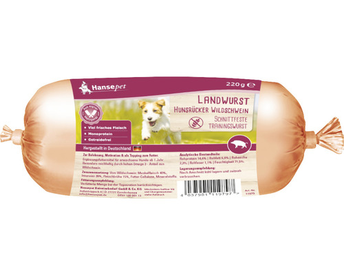 Hundesnack Hansepet Landwurst Wildschwein 220 g Belohnung- Trainingssnack