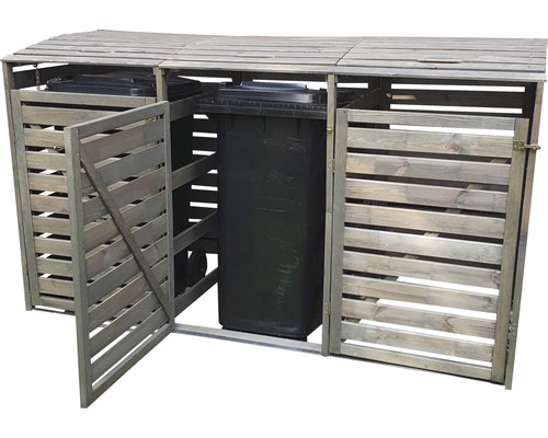 Mülltonnenbox promadino Vario III für 3 Tonnen 219 x 92 x 122 cm grau-0