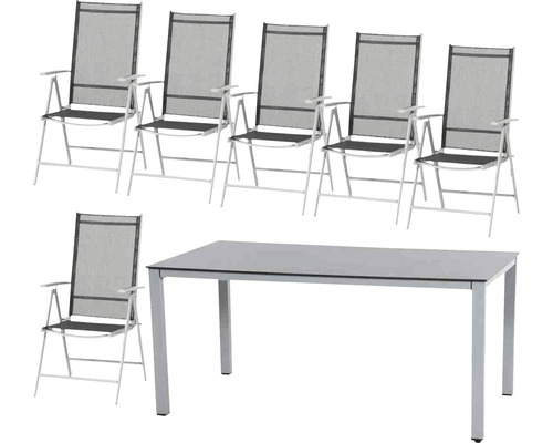Gartenmöbelset Siena Garden 6 -Sitzer bestehend aus: 6 Stühle,Tisch Metall silber-0
