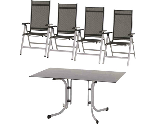 Gartenmöbelset Siena Garden 4 -Sitzer bestehend aus: 4 Stühle,Tisch Metall silber-0