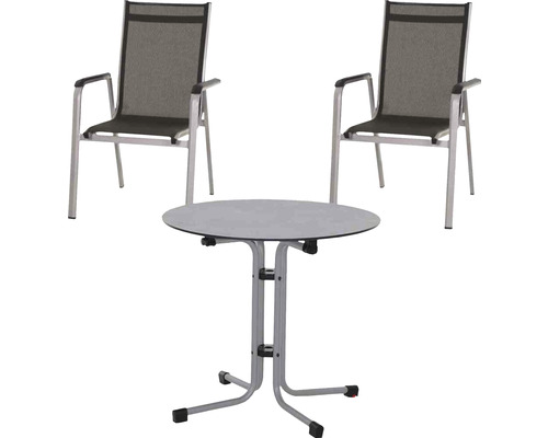 Gartenmöbelset Siena Garden 2 -Sitzer bestehend aus: 2 Stühle,Tisch Metall silber-0
