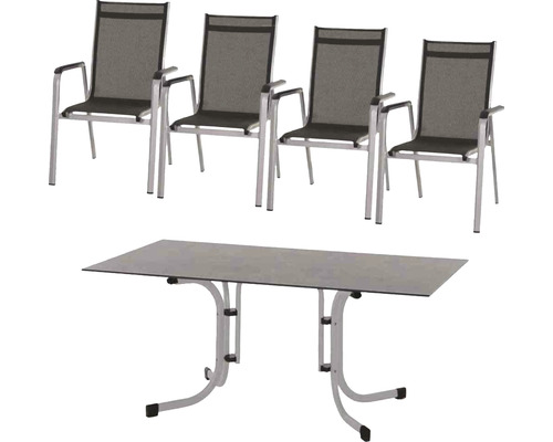 Gartenmöbelset Siena Garden 4 -Sitzer bestehend aus: 4 Stühle,Tisch Metall silber-0