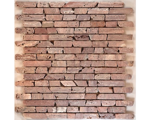 Natursteinmosaik Travertino rot 30x30 cm