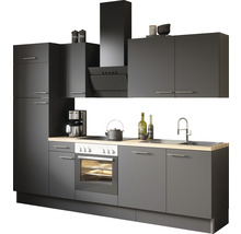 Küchenzeile Optifit Ingvard420 270 cm Frontfarbe Anthrazit Matt Korpusfarbe Anthrazit inkl. Einbaugeräte KCIN 2728E-8+-thumb-0