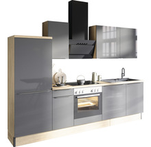 Küchenzeile Optifit Linus984 270 cm Frontfarbe Anthrazit Hochglanz Korpusfarbe Wildeiche KCLI 2748OE-8+-thumb-0