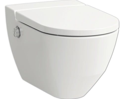 Dusch-WC Set LAUFEN Cleanet Navia Tiefspüler ohne Spülrand weiß matt mit Beschichtung ohne WC-Sitz H8206017570001
