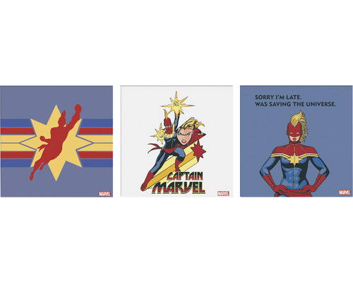 Leinwandbild Captain Marvel 3er-Set 3x 30x30 cm-0