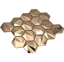 Metallmosaik HXM 50BR Hexagon 3D Stahl Rosegold glänzend 25,7x29,7cm-thumb-3