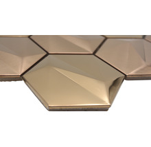 Metallmosaik HXM 50BR Hexagon 3D Stahl Rosegold glänzend 25,7x29,7cm-thumb-1